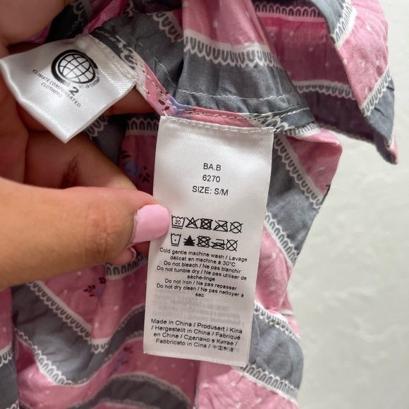 Ganni Oversized Striped Blouse In Pink Nectar Size S/M - Picture 5 of 6